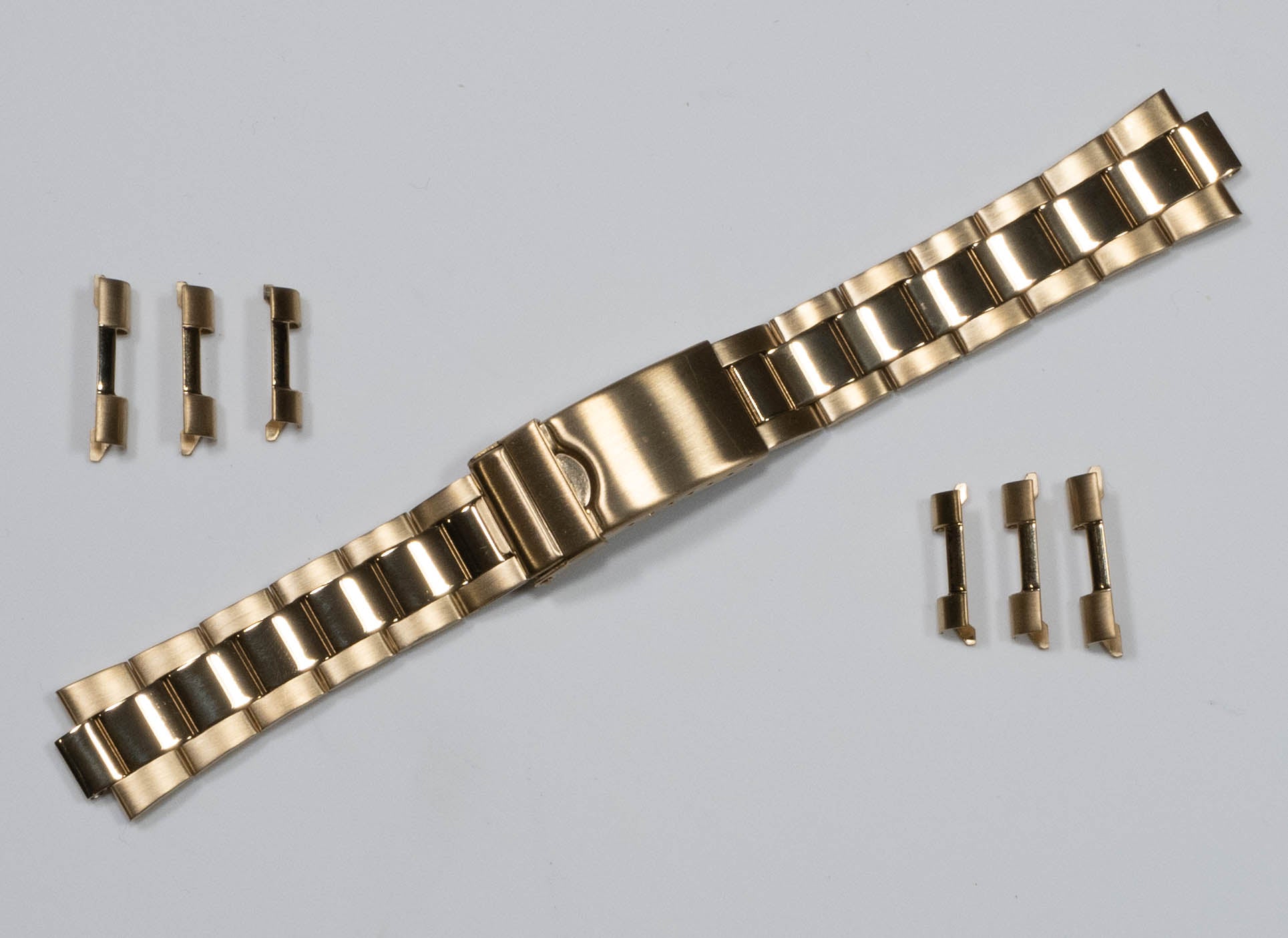 Gold plated Oyster Watch Straight End Bracelet Strap 18mm 20mm 22mm For Rolex